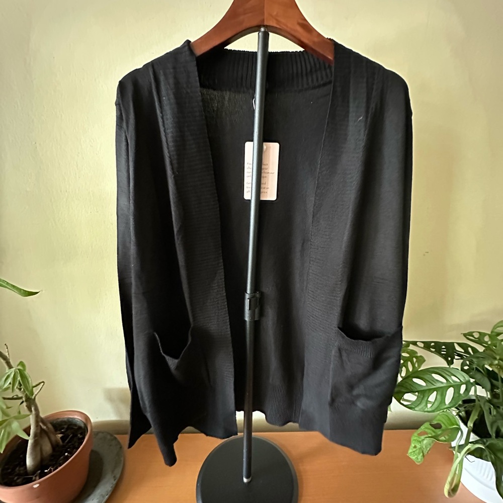 Voianlimo Black Open Front Cardigan